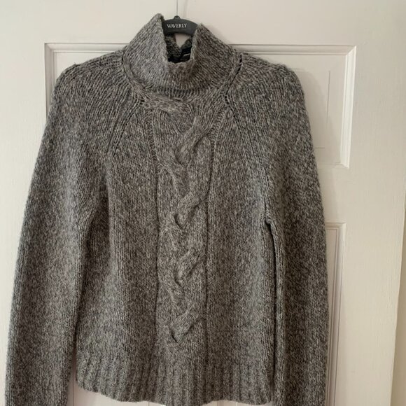 ANN TAYLOR Gray Cable Marled Knit, Funnel Neck sweater size M - Picture 1 of 5
